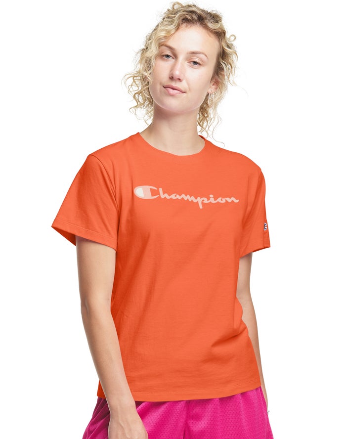 Champion Dame T-Shirts Orange - Classic - Danmark MJH-783429